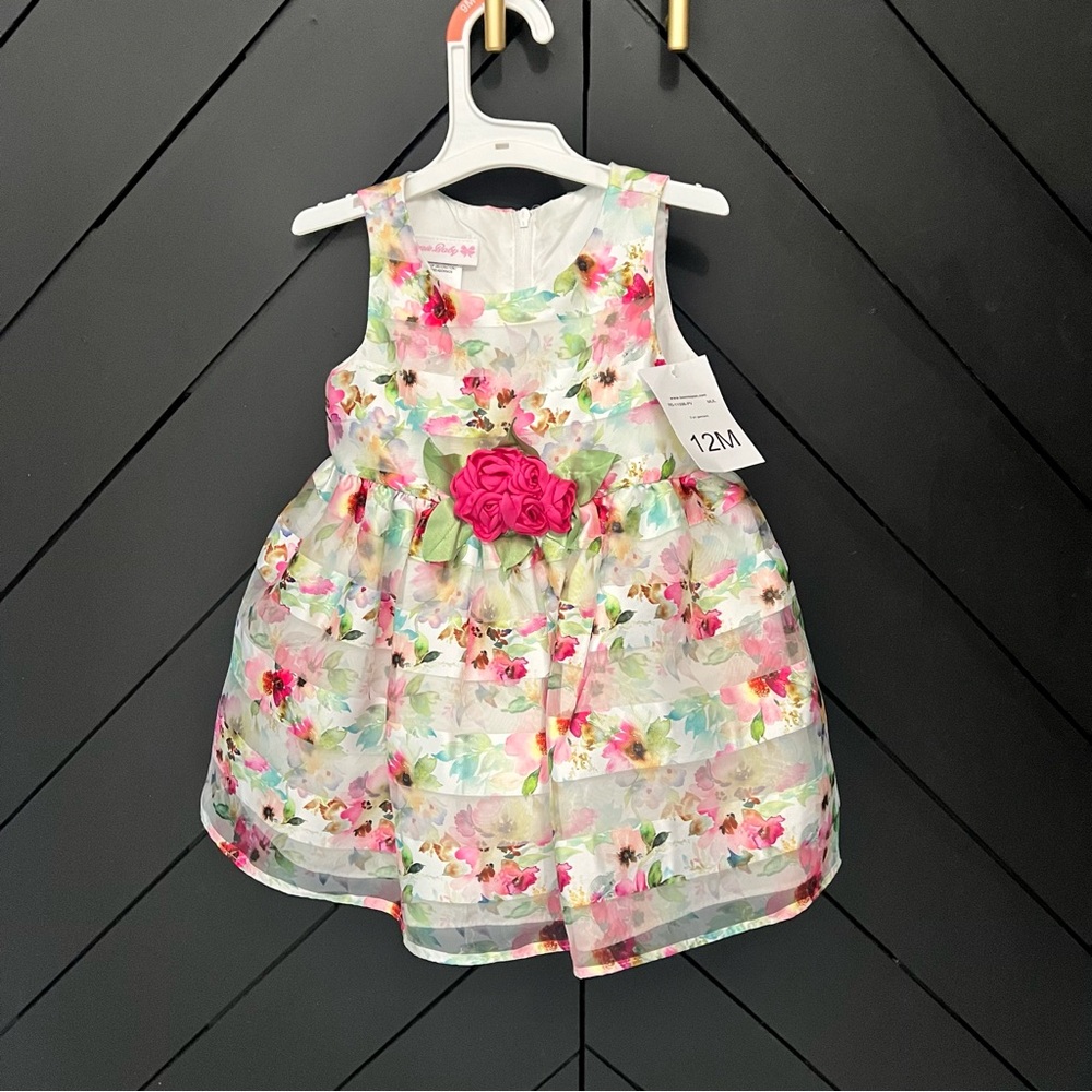 Floral Toddler/Baby Dress with Pink Accents